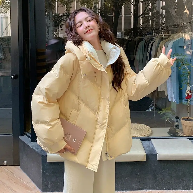 New Down Cotton Jacket Women's Short 2025 Winter Korean Edition Loose Cotton Coat Small Cotton Coat Thick Coat Solid Color