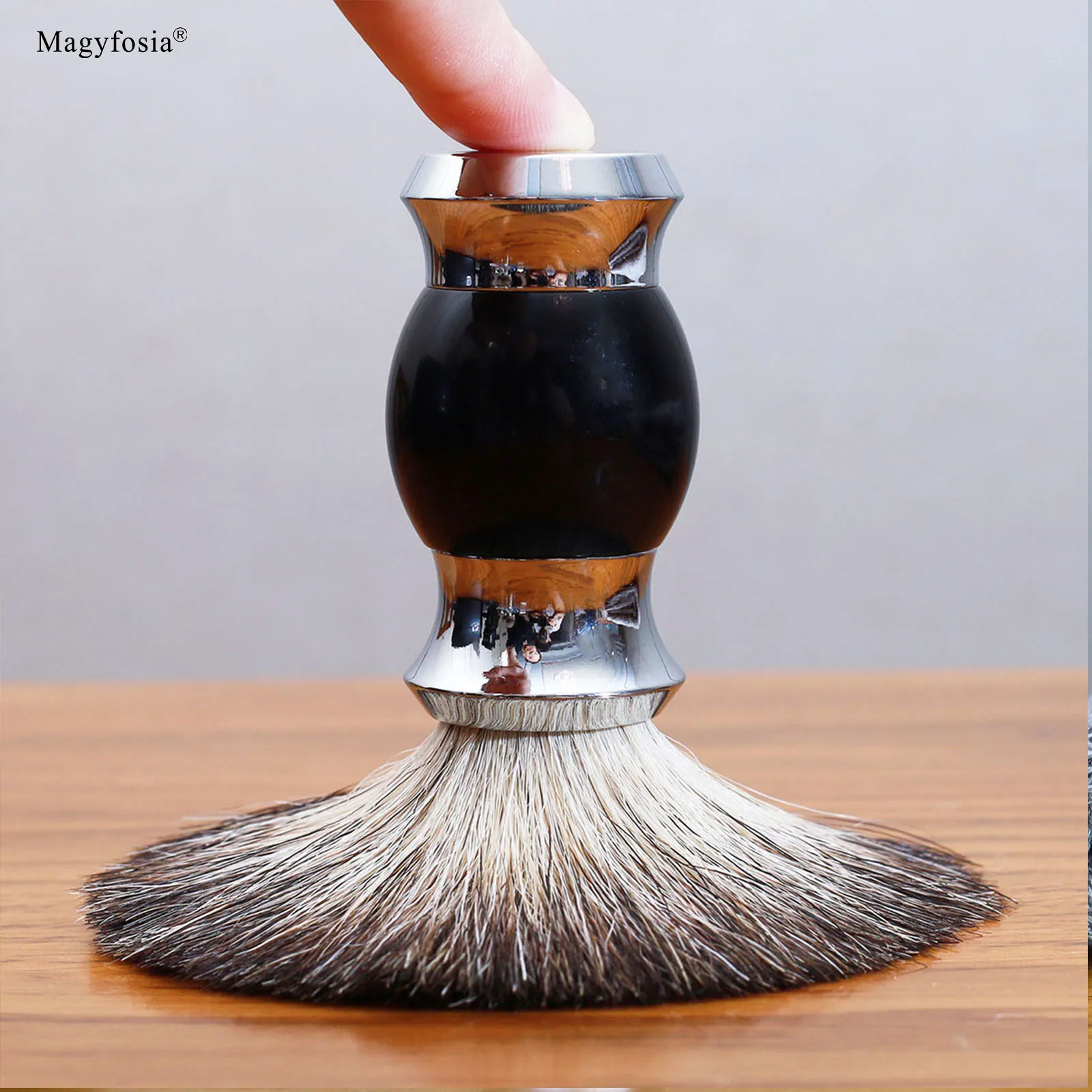 マギフォシア-ハニー-ピュア-バジャーヘア-ウェットシェービングブラシ-クラシックな手作り樹脂ハンドルと金属ベース付き-男性への理想的な贈り物