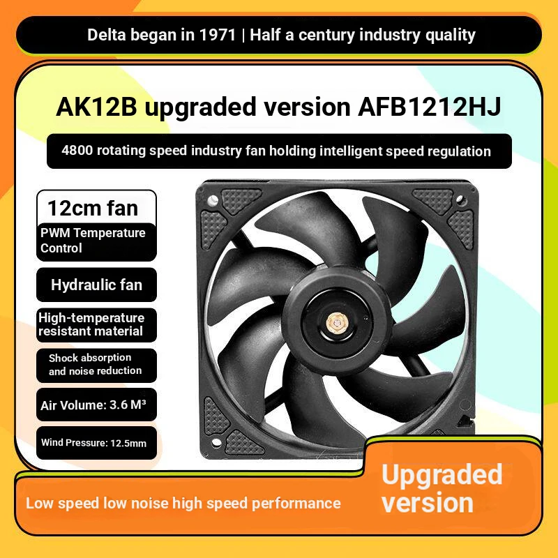DELTA Cooling Fan AFB1212HJ 12cm High Static Pressure Industrial Cooling Fan (Dual Ball Bearing/PWM Temperature Control/4800)