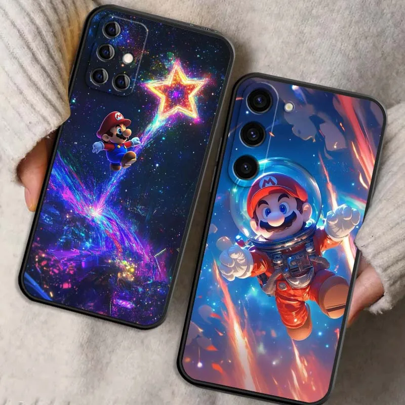 

Cute and Fun M-Marios Pattern For Samsung Galaxy S25 S24 S23 S22 S21 S20 S10 Ultra Plus FE 5G Black Soft TPU Cover