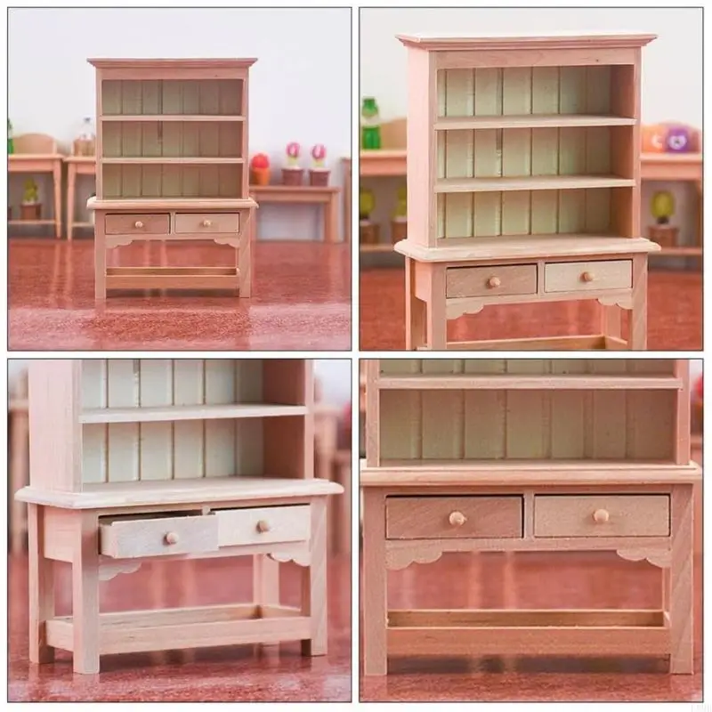 木製収納キャビネット1/12ドールハウス装飾的な本棚寝室の風景アクセサリープロジェクト家具置物l8rb