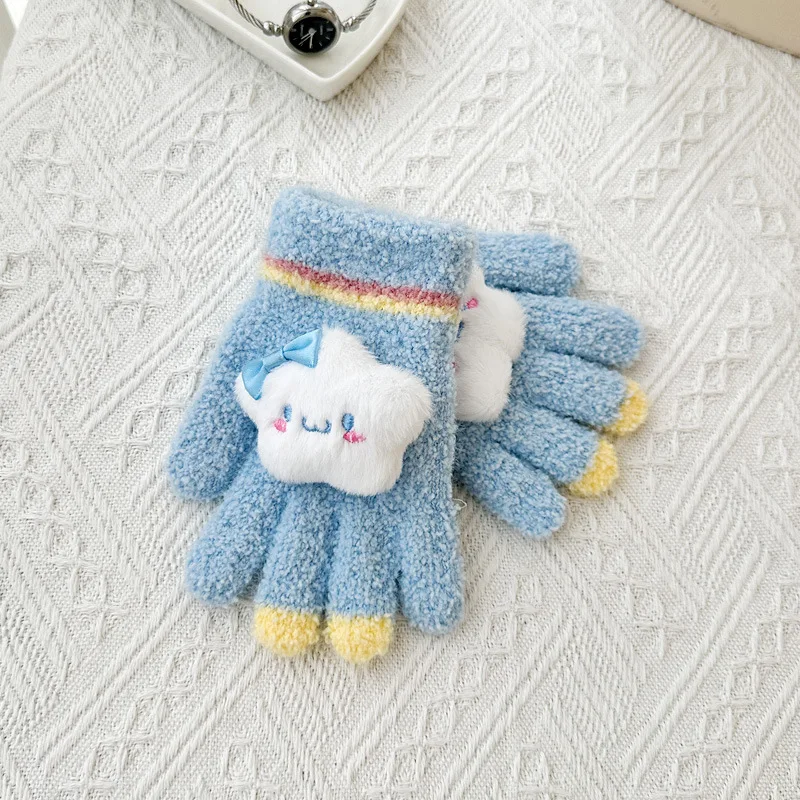 New Sanrio children\'s gloves cute cartoon autumn and winter warmth thickened male and female full-finger five-finger gloves