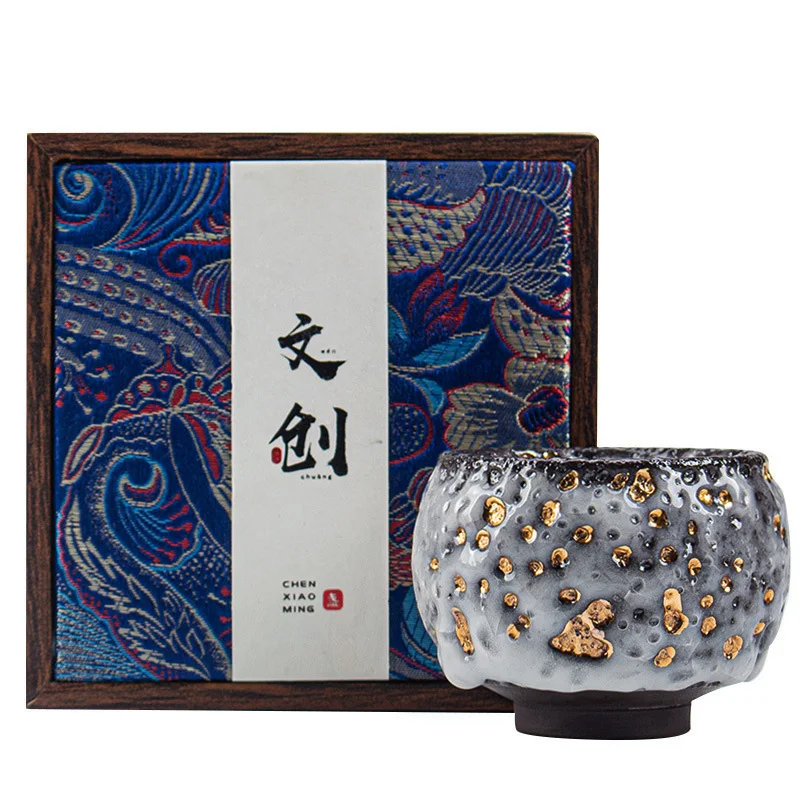 Generational gold gilt Shino cup high-end tea cup teacup Chi tea cup gift box tea set gift