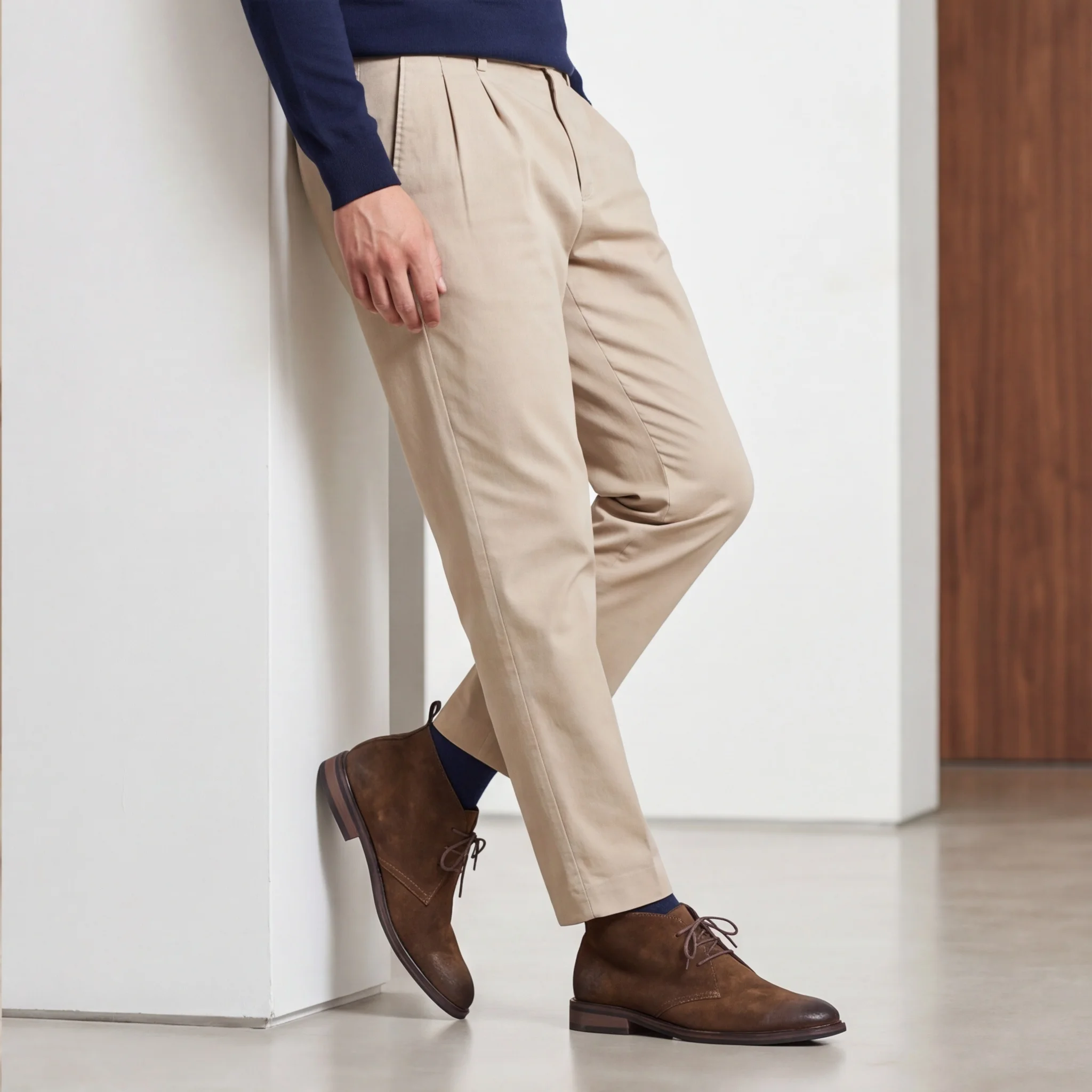 Echte Leder-Wüstenstiefel aus natürlichem Rindsleder, Herren-Chukka-Stiefel, modische, bequeme Marken-Knöchelstiefel aus Leder. # KD598 – Detail 8