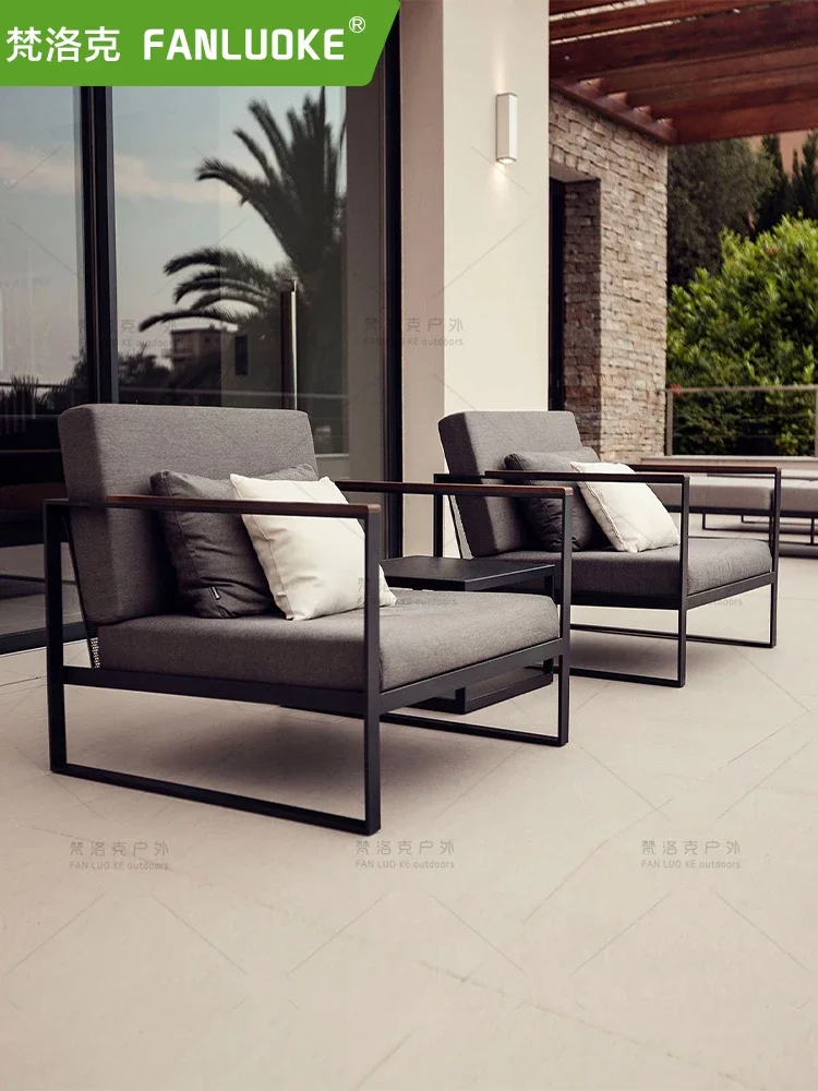 Outdoor single and double sofa chair villa courtyard designer waterproof and sunscreen leisure aluminum alloy sofa combination