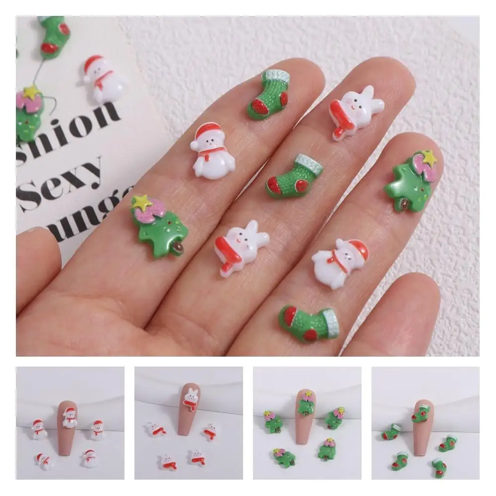 

10Pcs/set Christmas Nail Art Charms Christmas Nail Decorations Nail Supplies Christmas Tree Christmas Nail Rhinestones