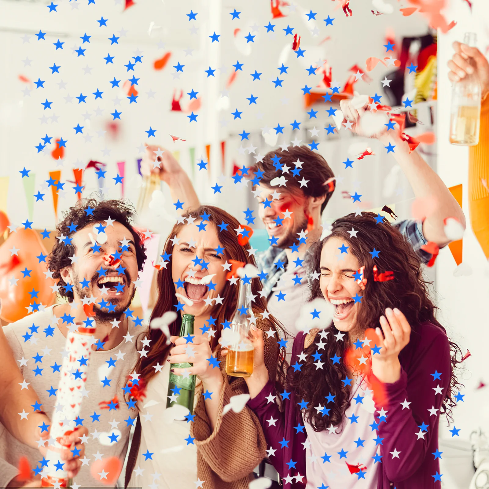 

2000Pcs Pentagram Wedding Confetti Small Mini 10Mm Eco-Friendly Blue Silver Birthday Party Festival Decoration