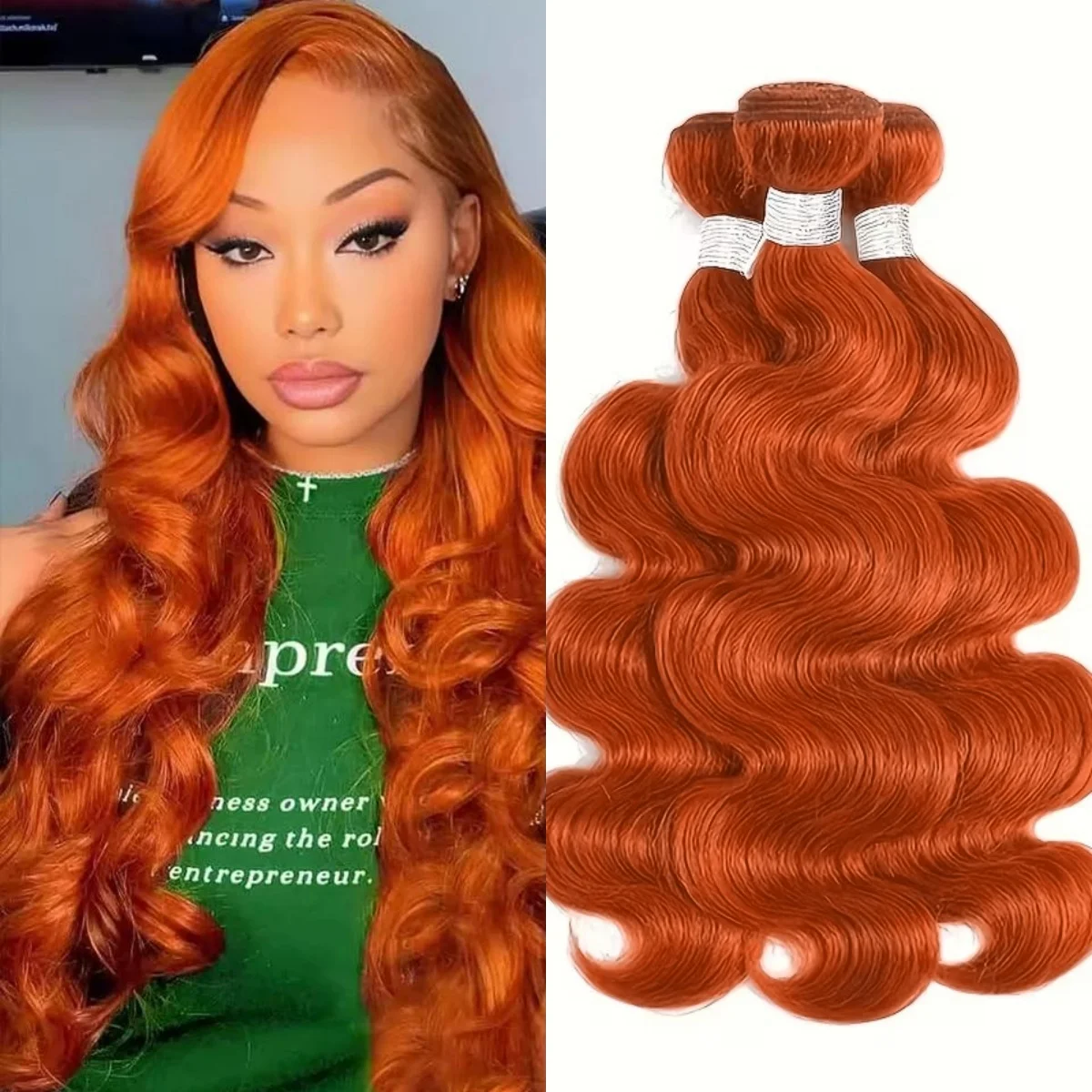 

#350 Ginger Orange Body Wave 100% Brazilian Hair Weaving Ginger Orange Body Wave 1/3/4 Bundles Colored Human Hair Bundles