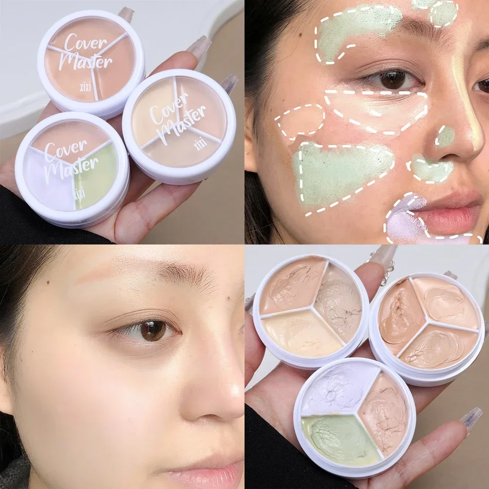 Multifunctioneel Modificeren Huid Toon Concealer Foundation Crème Cover Acne Vlekken Donkere Kringen Hydraterende 3 Kleuren Concealer Crème