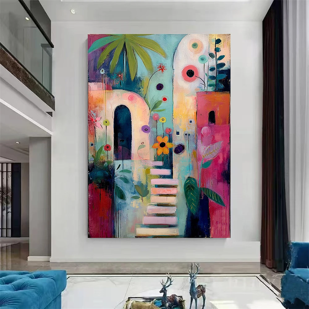 

Colorful Garden Arches Flower Texture Painting, Niche Instagram Style Hand-Painted Decorative Painting