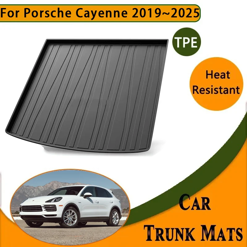 Car Rear Trunk Mats For Porsche Cayenne E3 9YA 9YB 2019-2025 Waterproof Carpets Storage Pads Cargo Liner Covers Auto Accessories