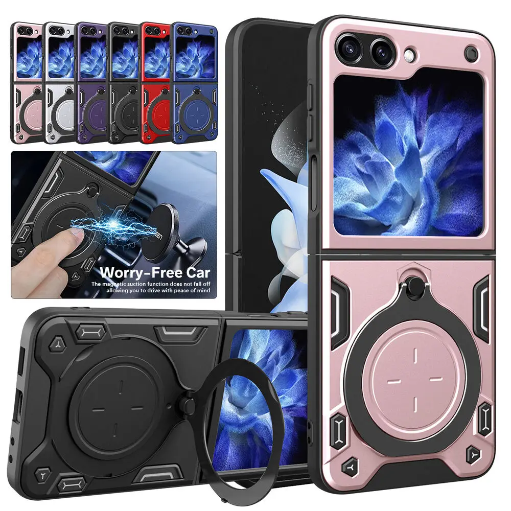 Heavy Duty Protective Cover For Samsung Galaxy Z Flip 6 5 4 Case Stand Holder Lens Protection Shockproof Funda Coque Capa