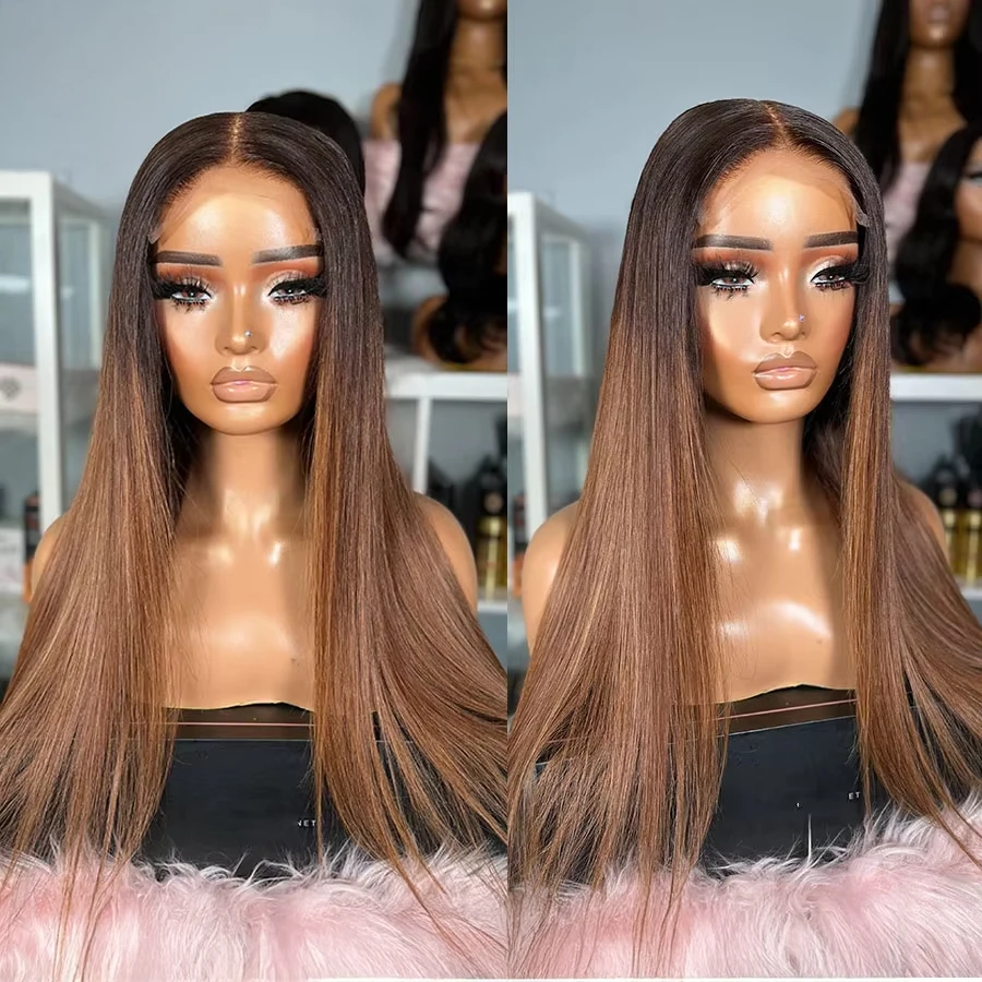 Parrucche 13x4 HD brasiliane colorate con ombreggiatura, frontali in pizzo, senza colla, per donne, effetto naturale