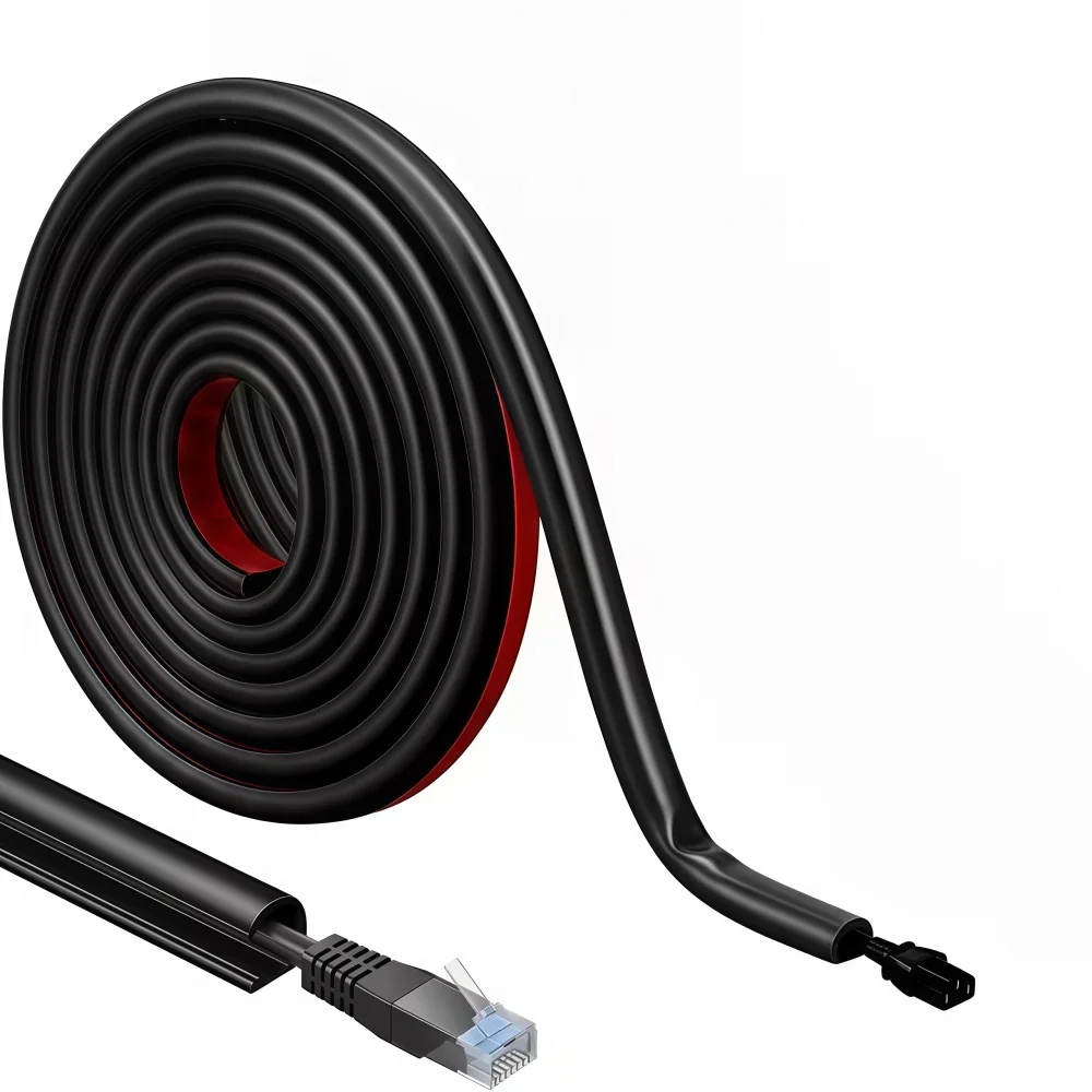 2M/78.74IN Cord Management Channel,Invisible Decorative Wire Cover, Anti-Step Protector, Adhesive Cable Raceway