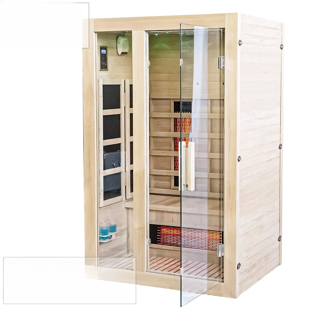 Heating Low EMF Indoor Hemlock Sauna with Tempered Glass Door