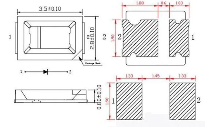 Aexit 100pcs 3528 LED diodo bianco SMD 5000K (chip di montaggio DC 3-3,2 V 20 mA) diodi luminosi eccellenti diodi emettitori di ID: 990807 Aexit 100pcs 3528 LED diodo bianco SMD 5000K (chip di montaggio DC 3-3,2 V 20 mA) diodi luminosi eccellenti diodi emettitori di ID: 990807