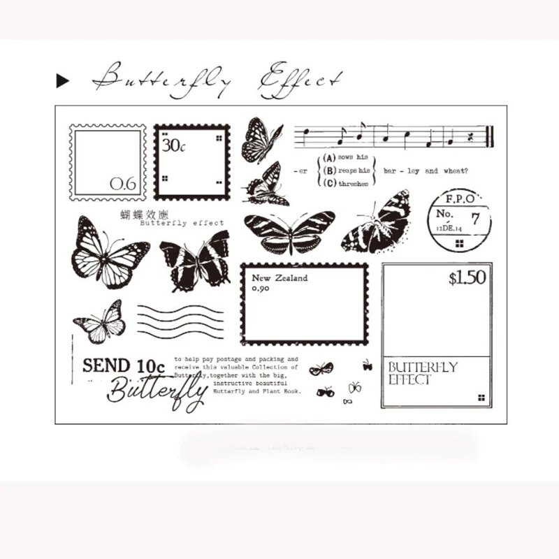 ZFPARTY Vintage butterfly Transparent Clear Silicone Stamp/Seal for DIY scrapbooking/photo album Decorative Card Making