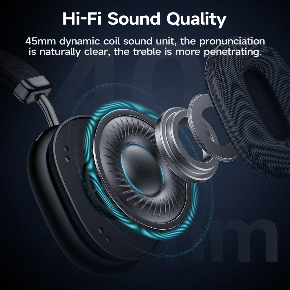 HOCO Upgraded W35 Max Bluetooth 5.3 Wireless Headphone 40mm Driver Over Ear Music Sports Earphones 800Mah With Mic HiFi Earbuds