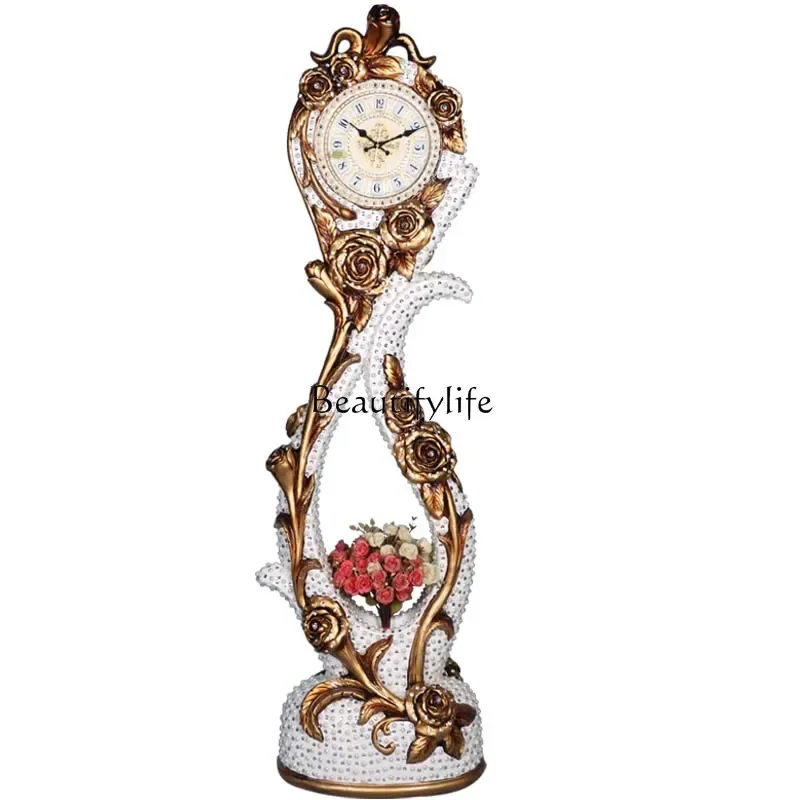 

Living room floor standing clock European silent creative classical art home pastoral standing clock