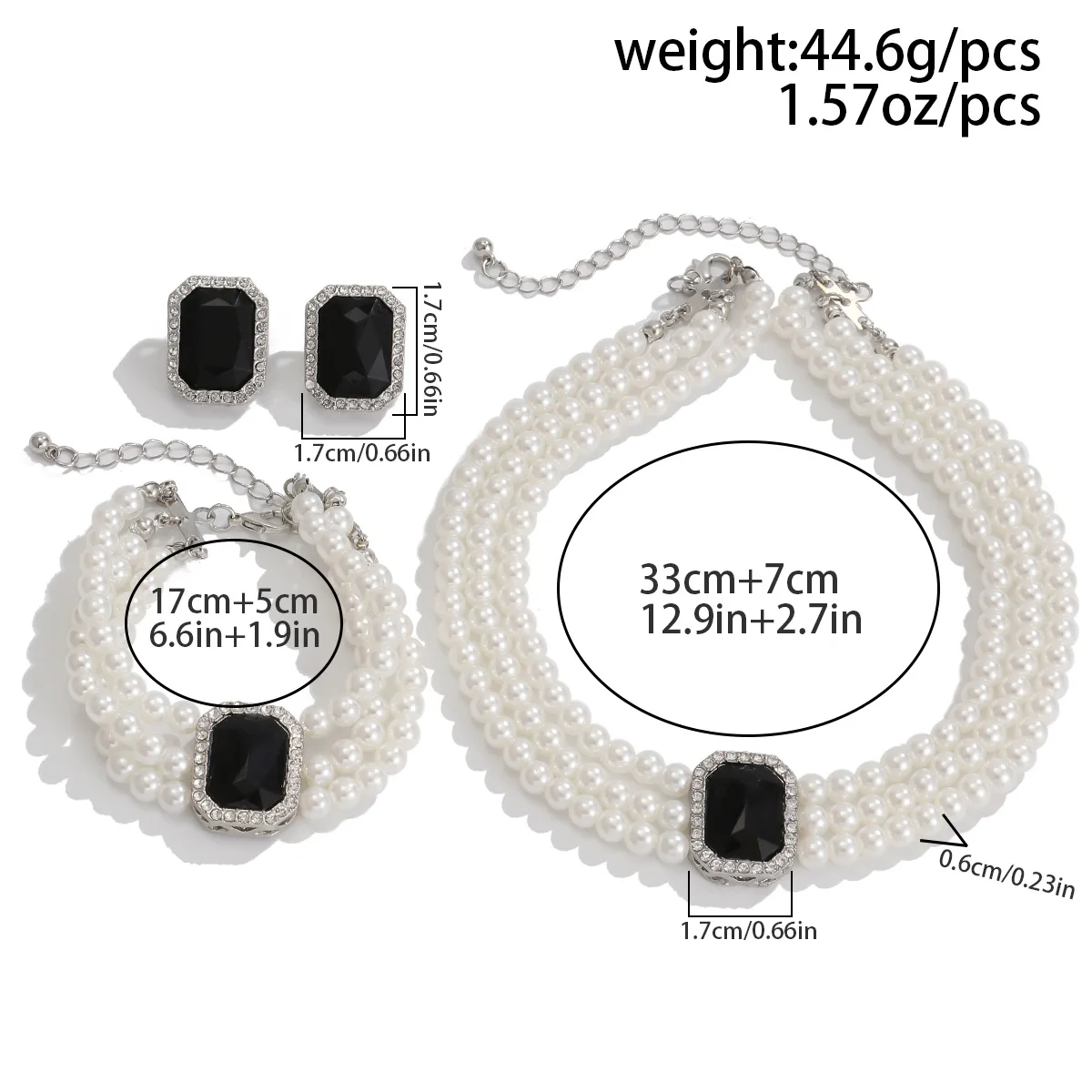 

3 шт., женское многослойное ожерелье с искусственным жемчугом, браслет, серьги с цирконом, кулон, комплект ювелирных изделий из искусственного жемчуга для подарков, ювелирных изделий