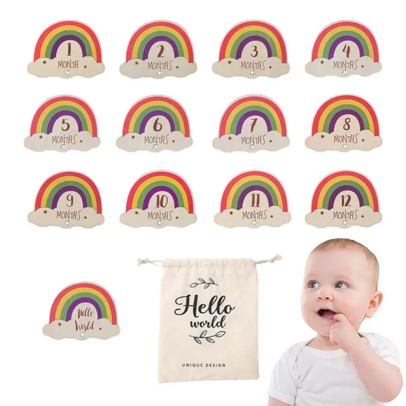 

Baby Milestones Cards Wooden Baby Monthly Milestones Cards Colorful Baby Month Announcement Signs Baby Months Photo Props For