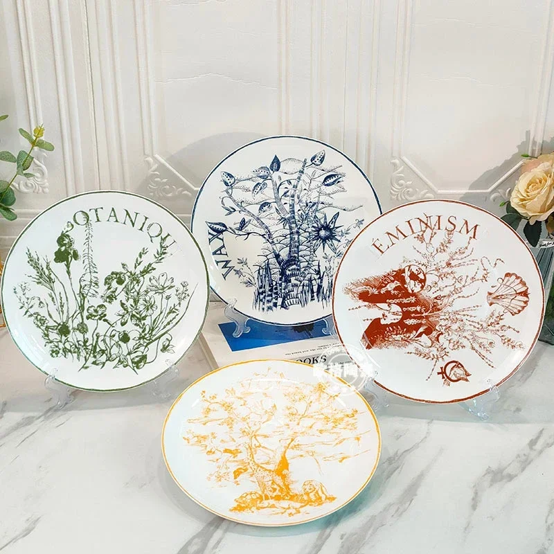 Spring, Summer, Autumn, and Winter Series Western Style Dining Plate, Dessert Plate, Utopia Garden Gift Box, Bone Porcelain Set