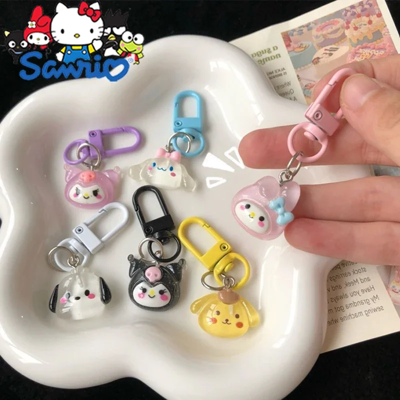 

Sanrio My Melody Kuromi Transparent Sparkling Keychain Cartoon Cinnamoroll Backpack Pendant Decoration Children's Holiday Gift