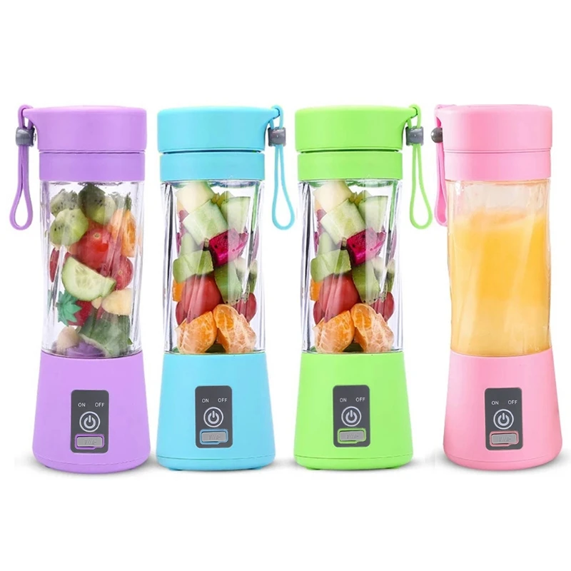 USB ความปลอดภัยไฟฟ้าถ้วยคั้นน้ำผลไม้เครื่องผสมน้ำผลไม้มินิแบบพกพาเครื่องปั่น 380ml Drop Shipping