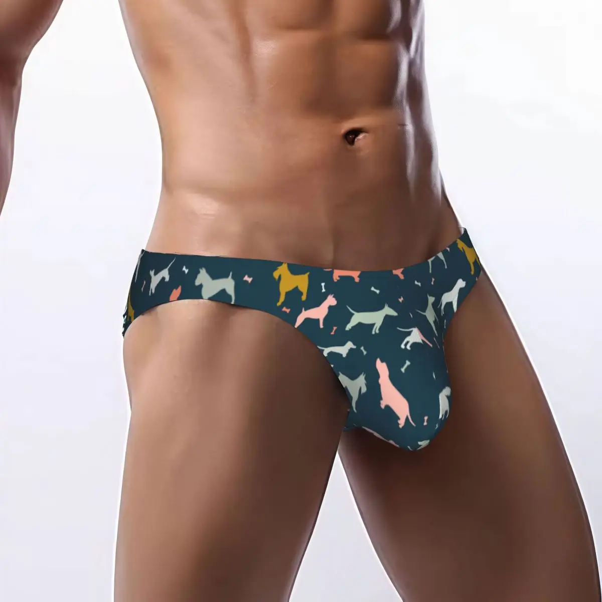 Men Bikini Briefs Dogs Pattern Male Underwear Breathable Underpants