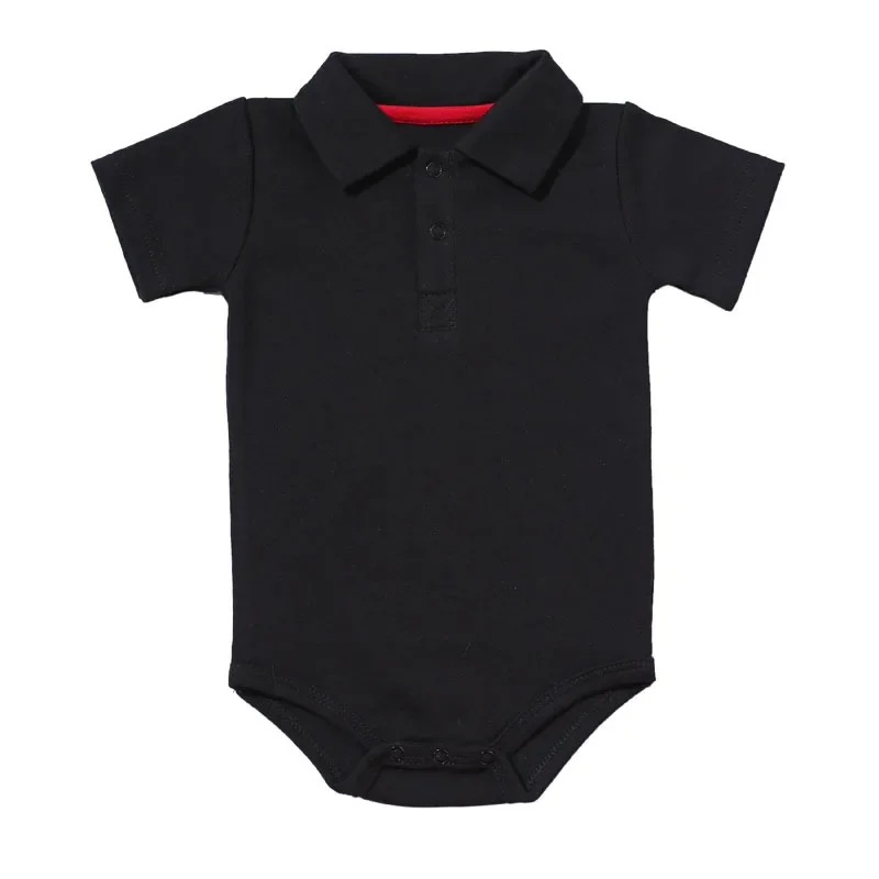 

Newborn Baby Boy Collared Onsies Polo Shirt Bodysuit Pique Solid Color Mesh Bubble Short Sleeve Romper Clothes