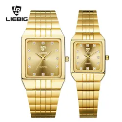 LIEBIG Luxury Stainless Steel Bracelet Golden Quartz Watch Men Women Watches Casual Wristwatches Female Male Clock Reloj Hombre
