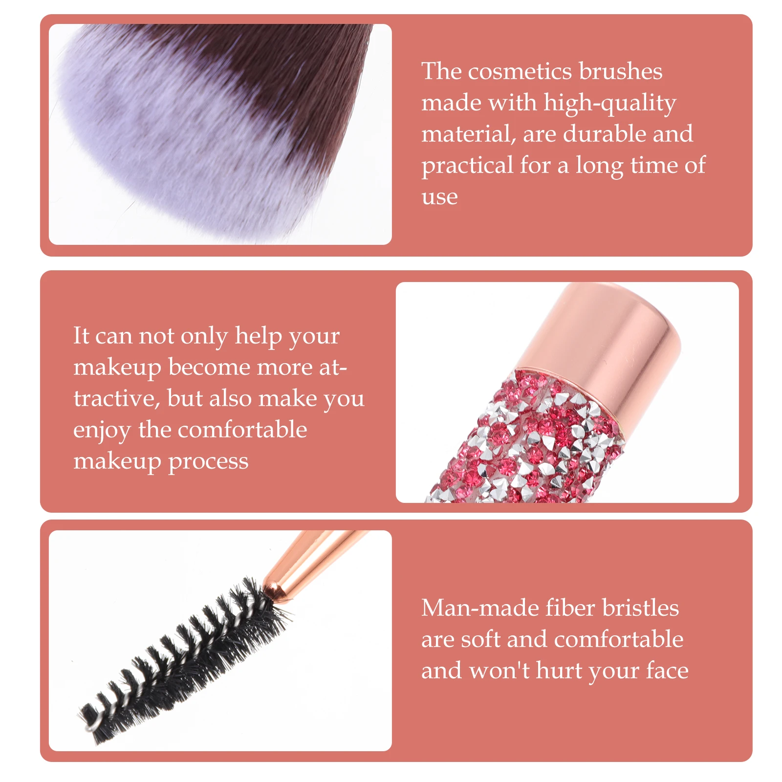 

1set 1Set Diamond Makeup Brushes Rhinestone Powder Blush Brush Set Long Handle Portable Professional Makeup Brush Set For Women