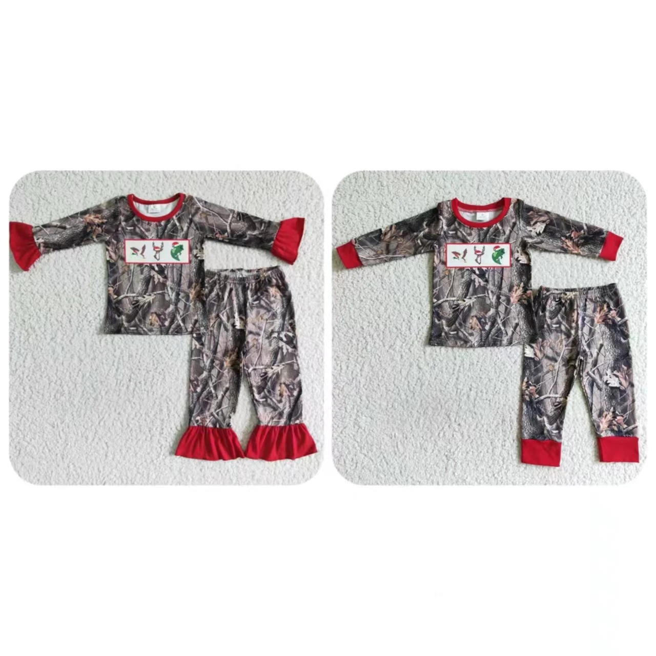 Children Matching Baby Boy Girl Christmas Clothing Reindeer Duck Fish Sleepwear Tree Tops Set Kids Pants Outfit Toddler Pajamas