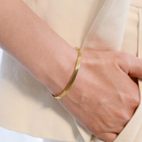 Amaxer Waterproof Filmy Snake Chain Bracelet For Women Girl Stainless Steel Gold Color Herringbone Pulseira Jewelry