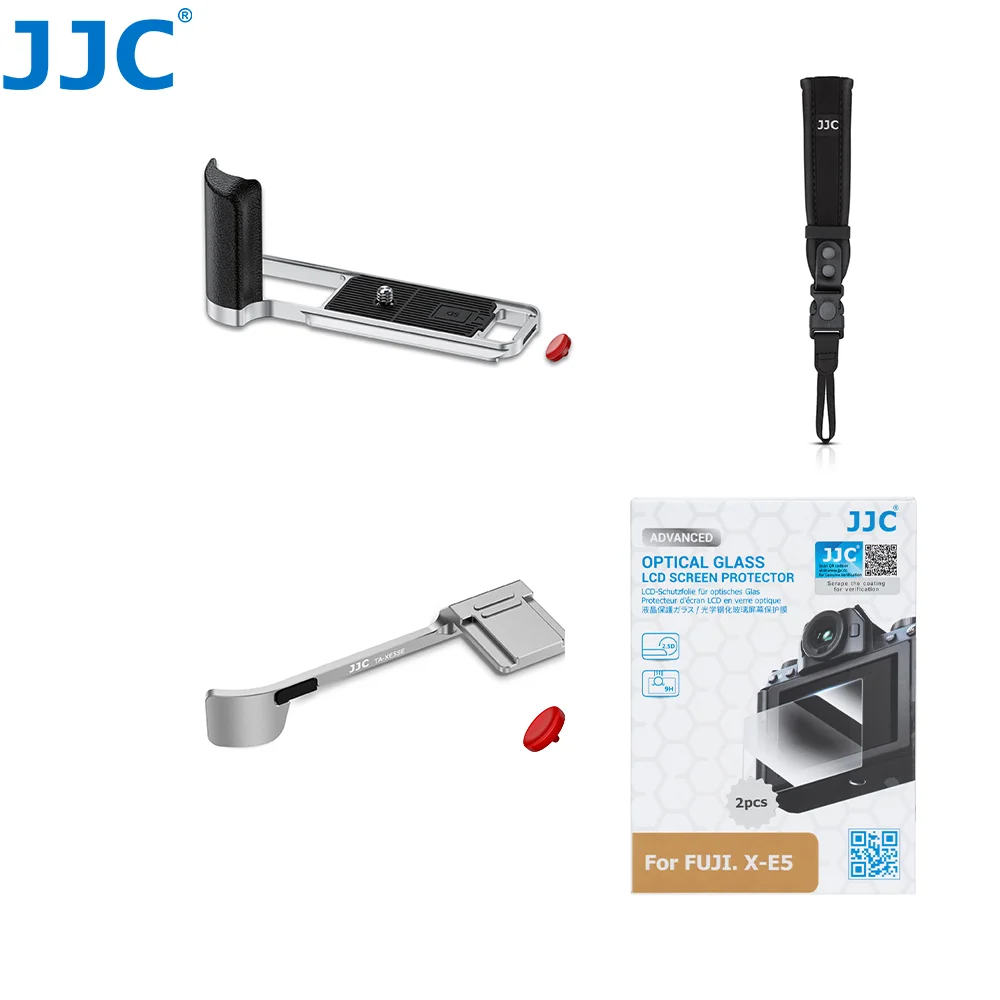 

JJC Fujifilm X-E5 Accesories Camera Hand Grip with Shutter Button for Fujifilm XE5 XE-5 Thumb Grip Screen Protector Wrist Strap