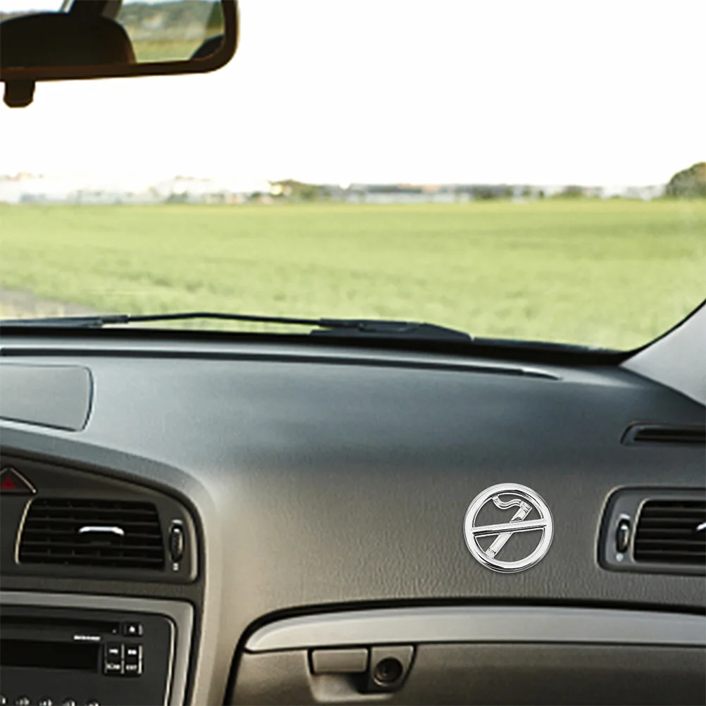 2 قطعة ملصق معدني ممنوع التدخين واضح ثلاثية الأبعاد علامة تحذير ذاتية اللصق للسيارة الداخلية مركبة المنزل مكتب الأعمال استخدام الفضة