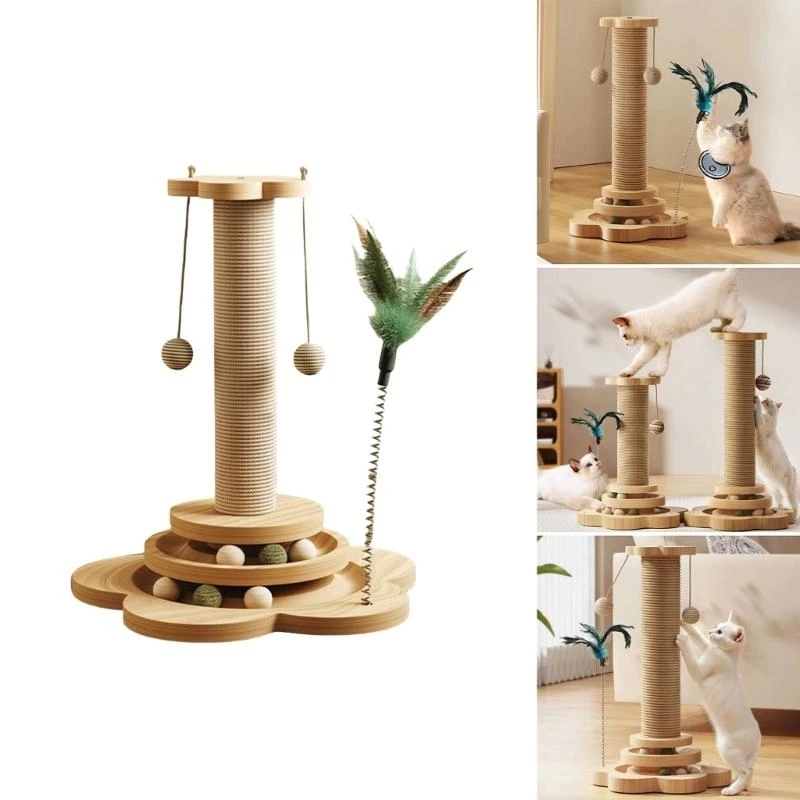 

Kitten Cats Scratching Post Lovely Fun Pendant Sisal Rope Post Teeth Cleaning Cats Chewing Toy Gift for Indoor D2RD