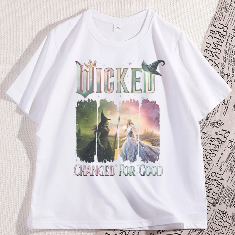 Vintage Wicked Changed for Good T Shirt Man Cotton Short Sleeve Round Neck Magic Wand Tshirt Wizard Movie T Shirts Clothing