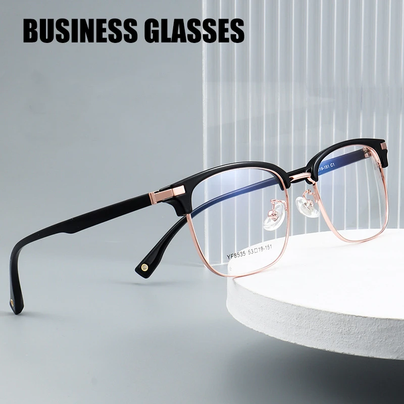 YIMARUILI Ultra-light Business Fashion Retro Eyeglasses High Quality Alloy Myopia Optical Prescription Glasses Frame Men 8535YF