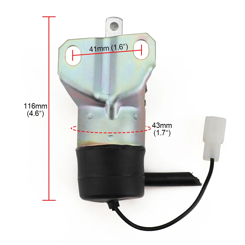 Detalle 3 de Electroválvula For Kubota 052600-100, 052600-1000 Fuel Shutoff Stop Solenoid 15471-60010 12v Stop Solenoid Gas y combustible