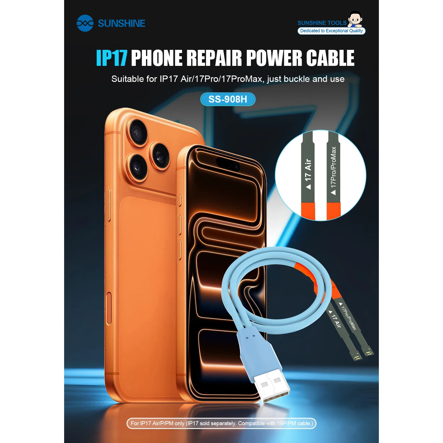 SUNSHINE SS-908H Cavo di avvio di alimentazione Avvio senza batteria Avviamento stabile senza danni per alimentatore dedicato serie IP16/17