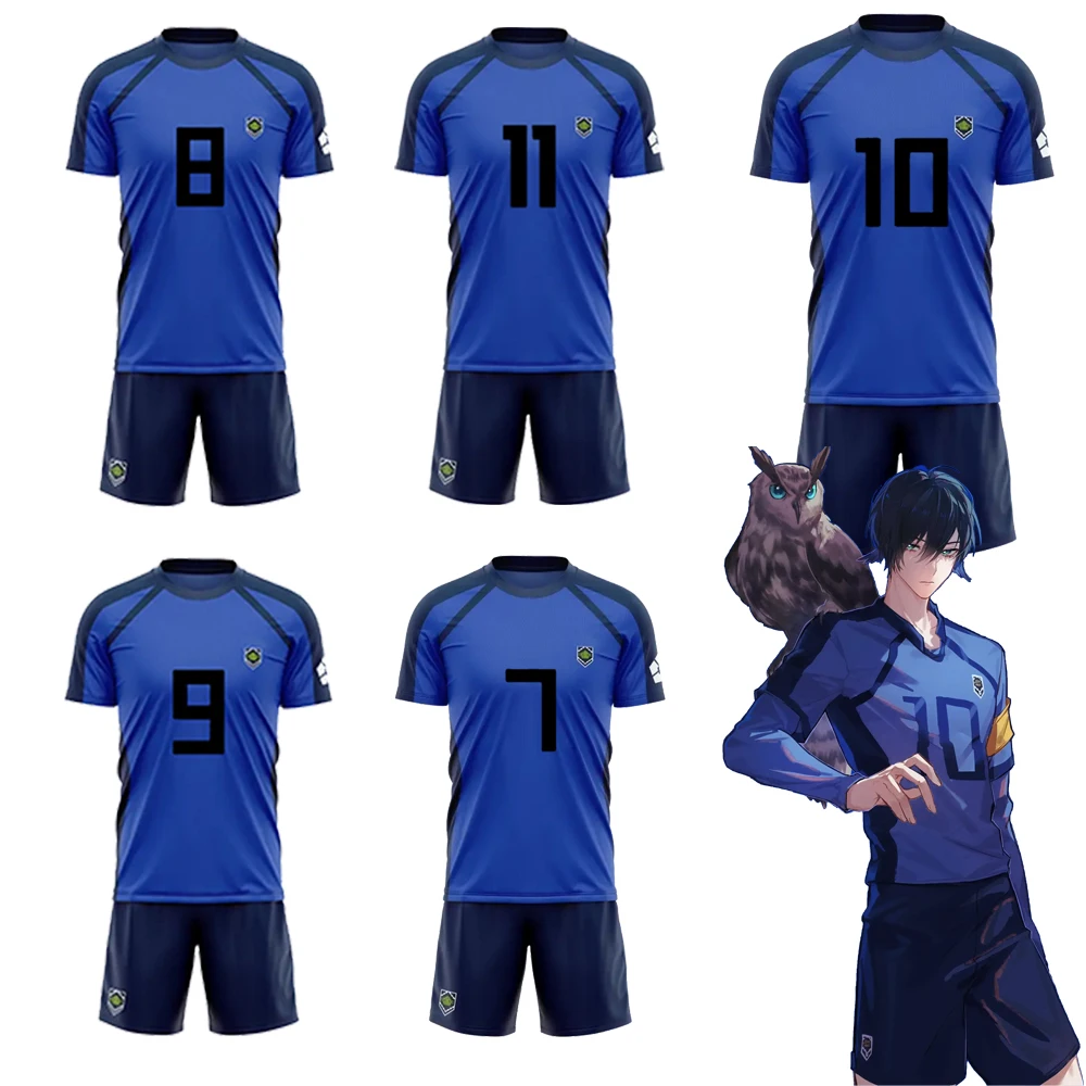 2024 New Blue Lock Anime Short Sleeve Set Futsal Football Pattern VL Replika T Shirt Sets Soccer Club Cosplay Men Women Jersey