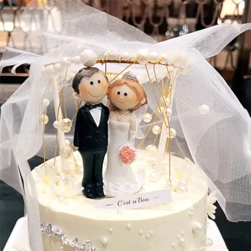 White Wedding Cake Topper Bride and Groom Bridal Shower Rustic Wedding Gift Cake Decoratings Valentines Day Engagement Decor