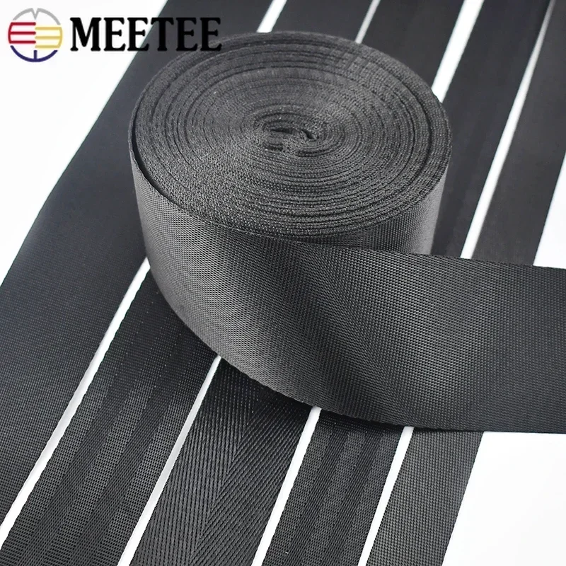 Meetee 5M 20/25/32/38mm Nylon Black Webbing Ribbons Bag Strap Band Belt Tape Webbings DIY Garment Sewing Material