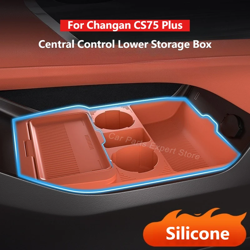 Silicone Car Lower Storage Box Organizer for Changan CS75 Plus 2025 Car Central Control Layer Under Central Console Cup Holder