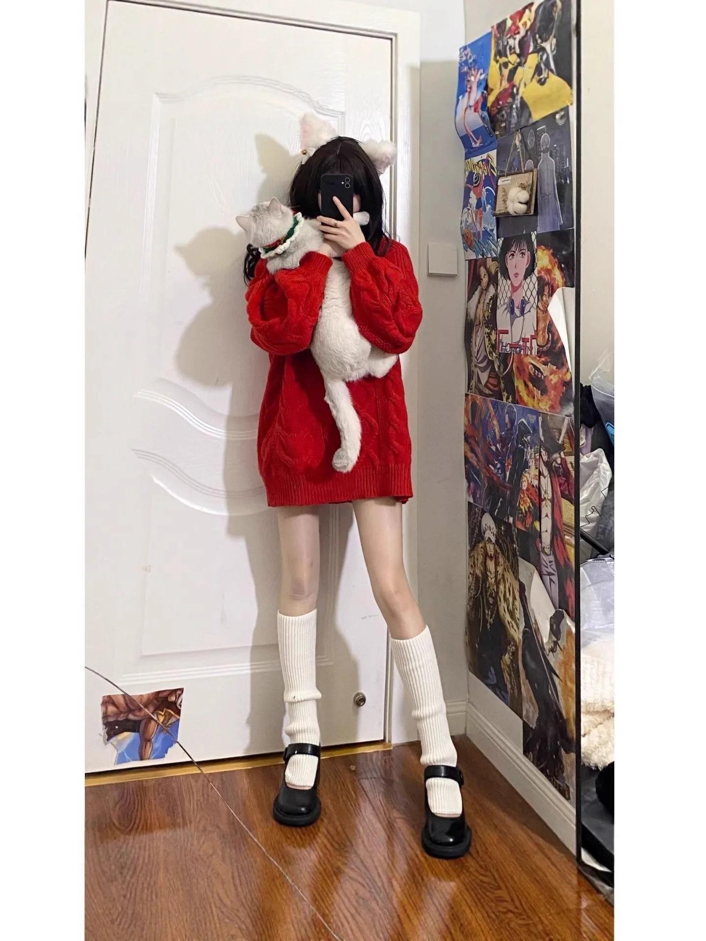 Back view showing full drape and relaxed fit