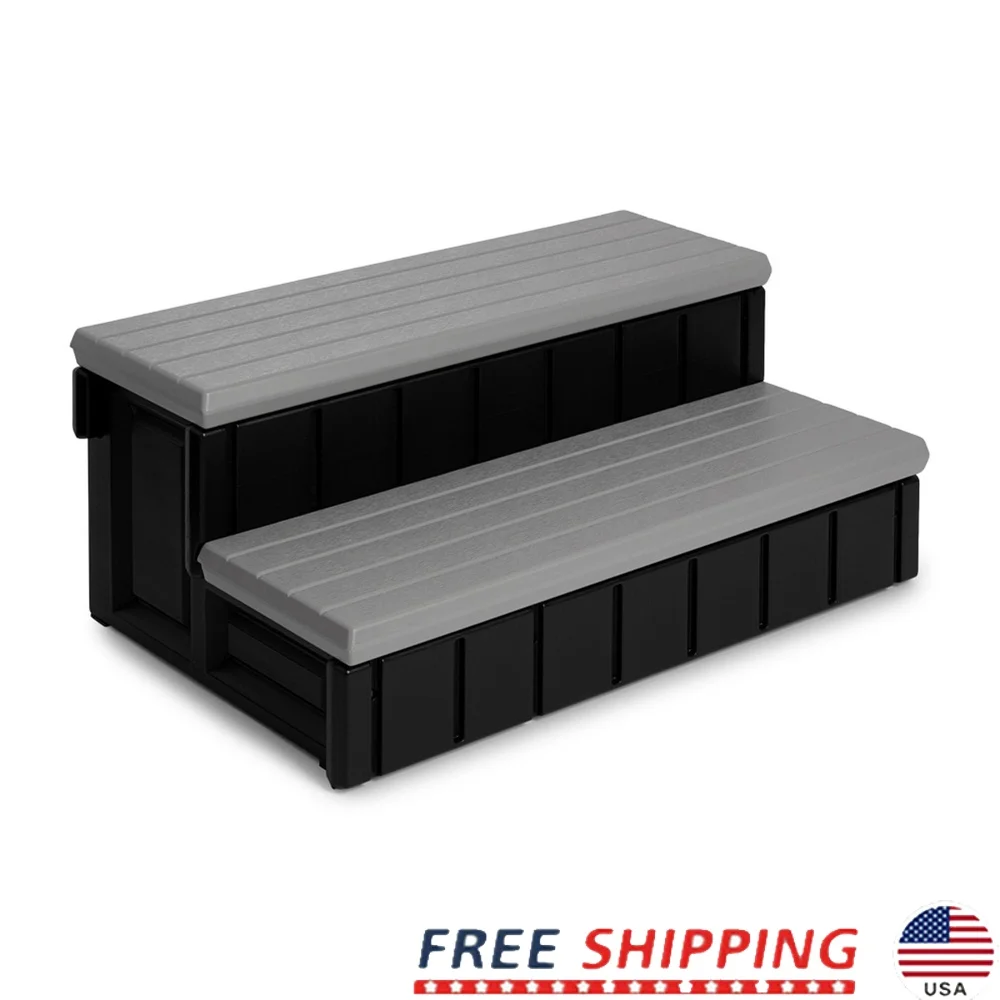 

36 Inch Deluxe Patio Hot Tub Spa Step Sturdy Construction Nonslip Surface Easy Access Lightweight Design Outdoor Decor