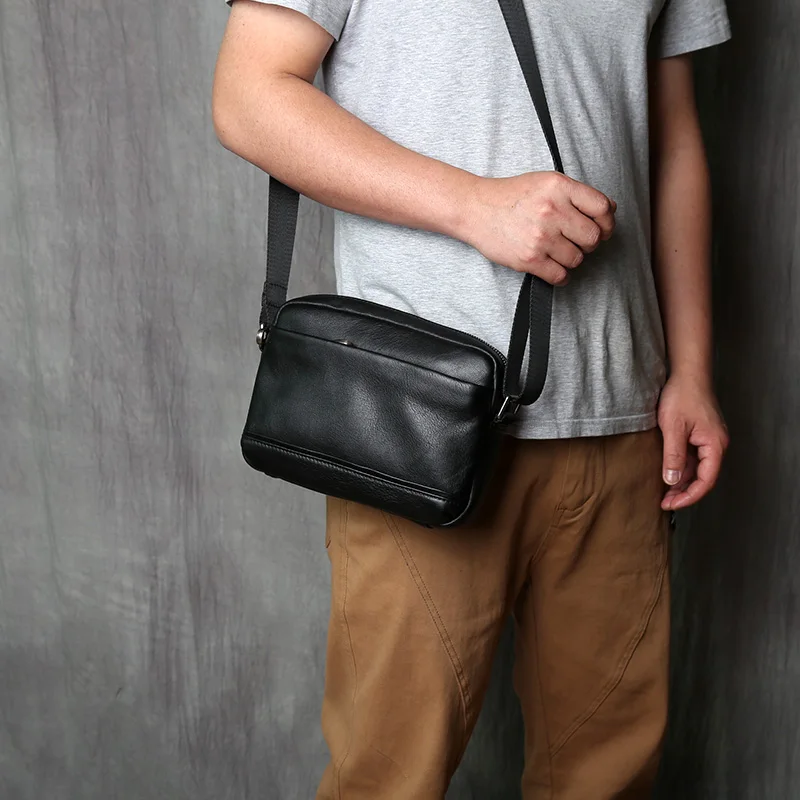 NZPJ männer Echte Leder Schulter Tasche Top Schicht Rindsleder Casual Umhängetasche Mode-Trend Mini Kleine Rucksack Für 8 zoll Ipad – Detail 4
