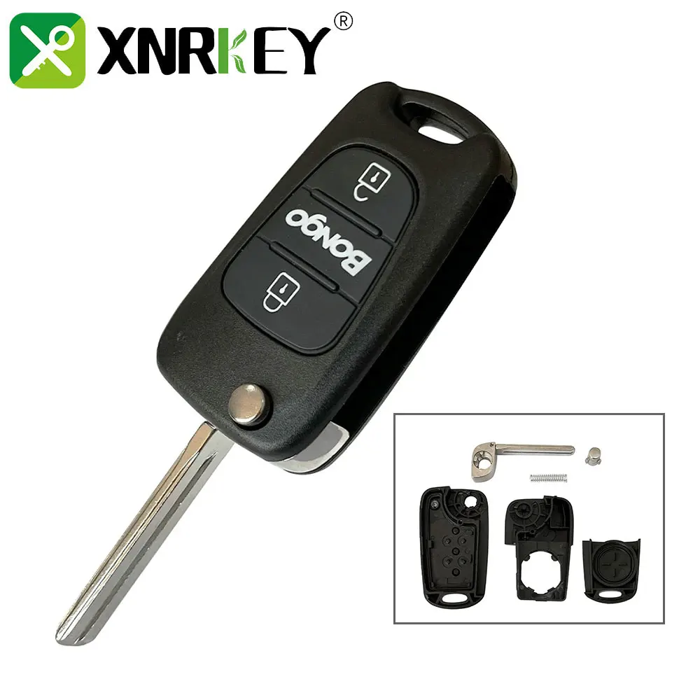 XNRKEY 5/10 Pcs 3 Button Flip Folding Remote Car Key Shell Fob For Hyundai Kia Bongo Key Case Cover with TOY40 Blade