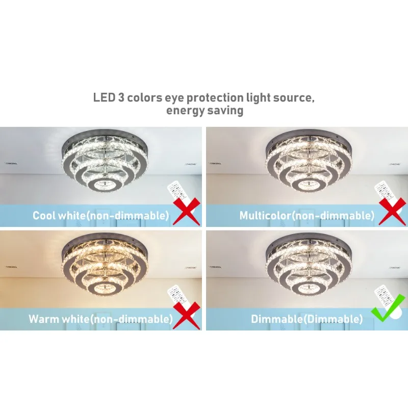 Modern FRIXCHUR LED Round Three Layer Crystal Ceiling Light Fixtures Decoration Home Appliance Lamps Room Decor Bedroom Light